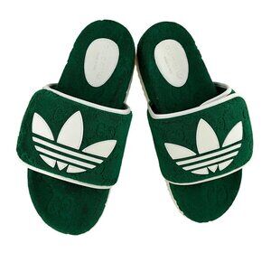 Gucci x Adidas Women's GG Platform Sandal Green Cotton Sponge Size 38